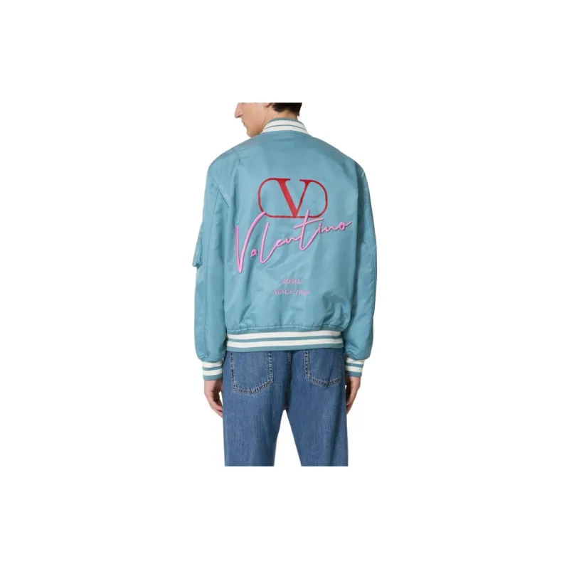 Valentino Logo Embroidered Zip Up Bomber Jacket-2