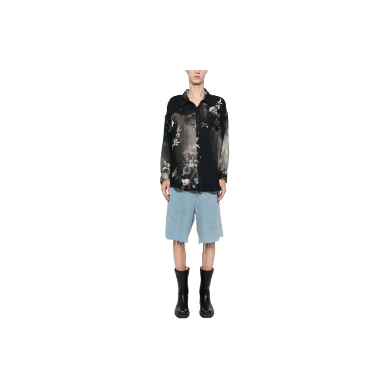 R13 Shredded Seam Floral Print Shirt-1