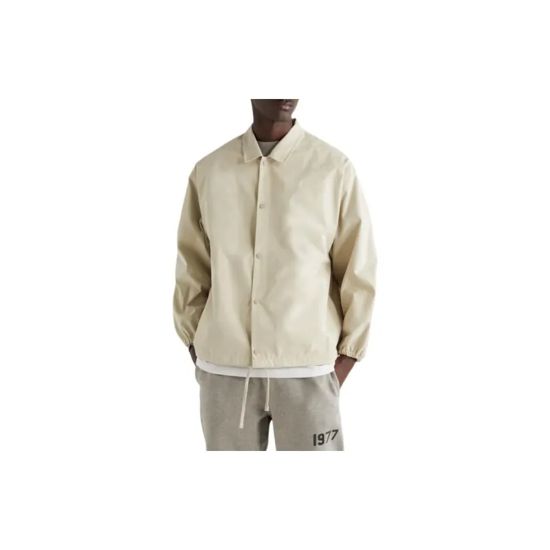Fear Of God Essentials FW22 Logo Flocked Cotton Blend Coach Jacket Wheat Jacket Men's Wheat-2