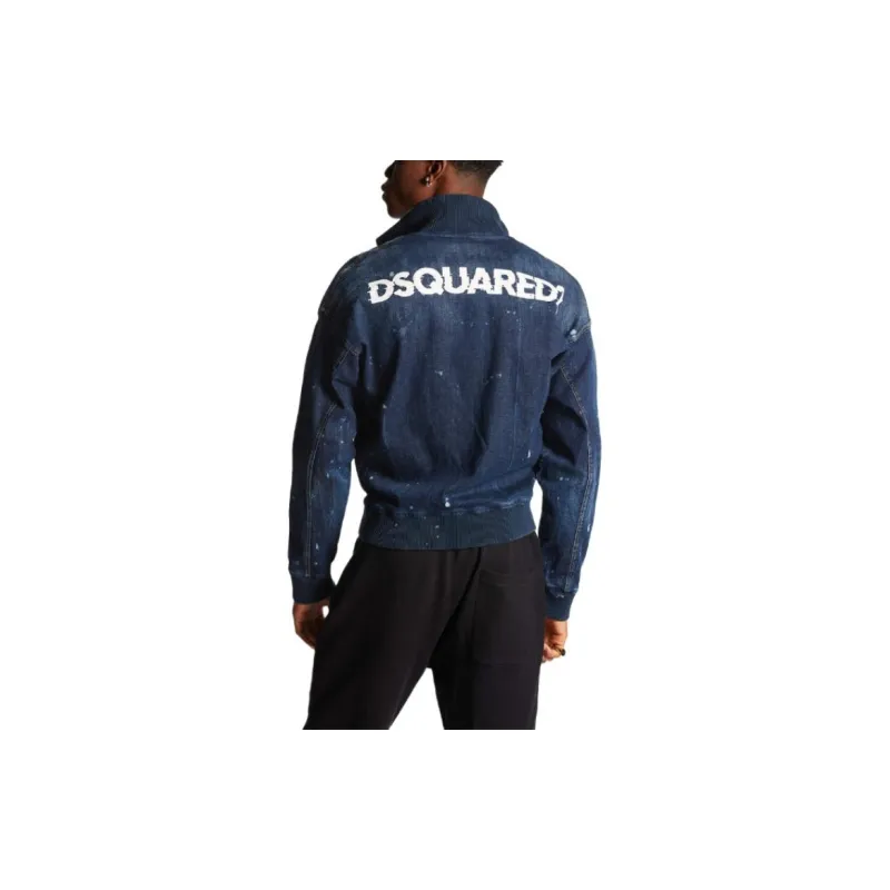 DSQUARED 2 Logo Printed Zipped Denim Jacket-3