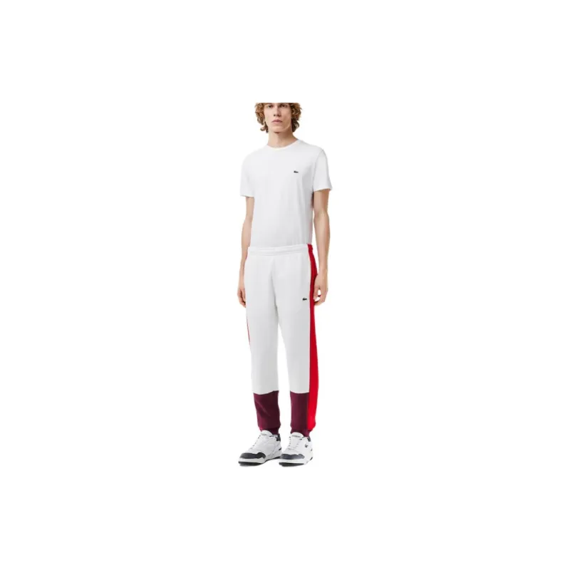 LACOSTE Knitted Sports Pants Men's White Red-2