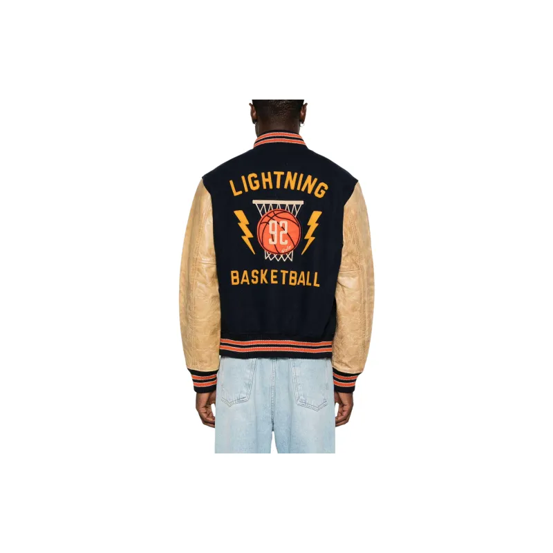 Polo Ralph Lauren Chenille Patch Button Up Bomber Jacket-2