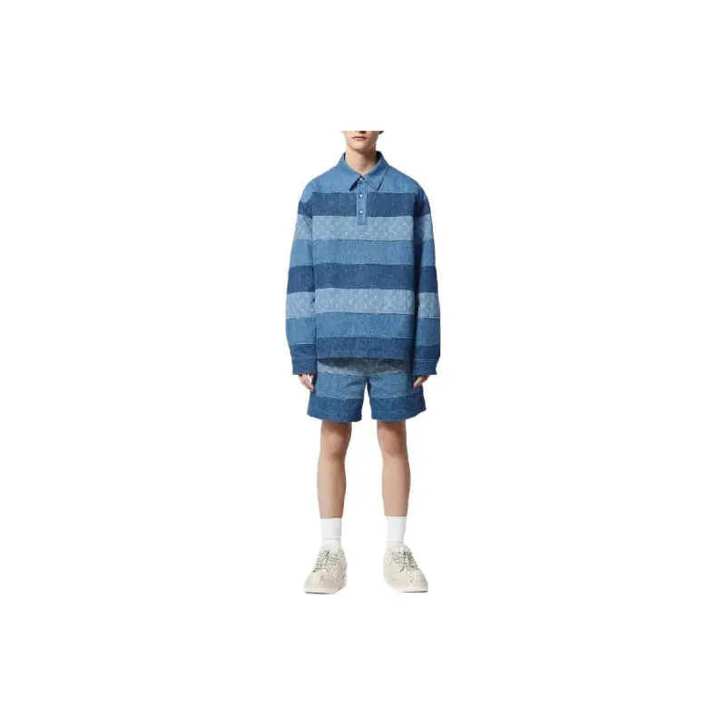 LOUIS VUITTON Striped Patchwork Denim Shorts-2