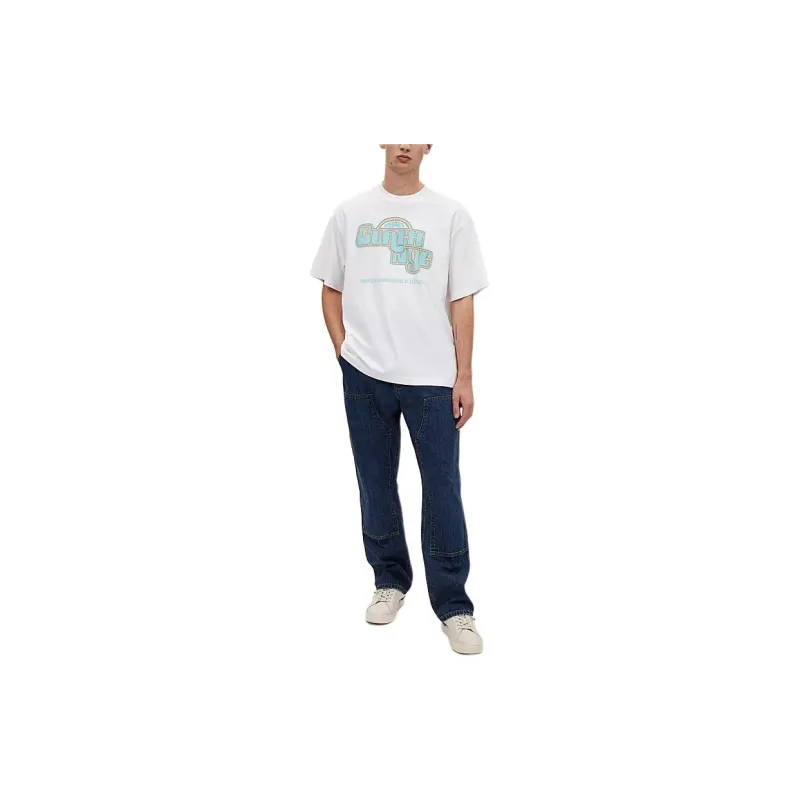COACH Letter Print Crew Neck Short-Sleeved T-Shirt T-Shirt Men's White-1
