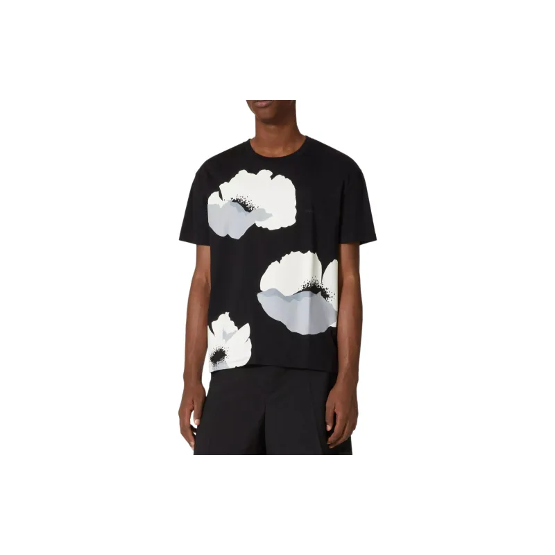 Valentino Flower Portrait Print Crewneck T Shirt-3