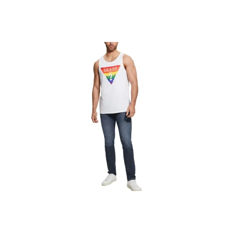 GUESS Eco Pride Logo Tank T-Shirt Men's White-1