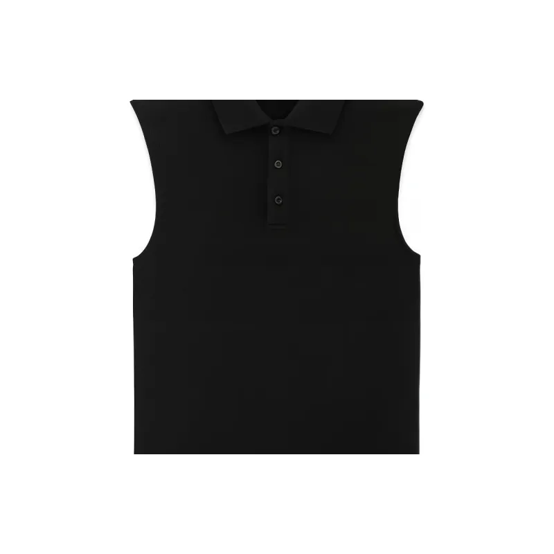 SAINT LAURENT Cassandre Sleeveless Polo Shirt-5