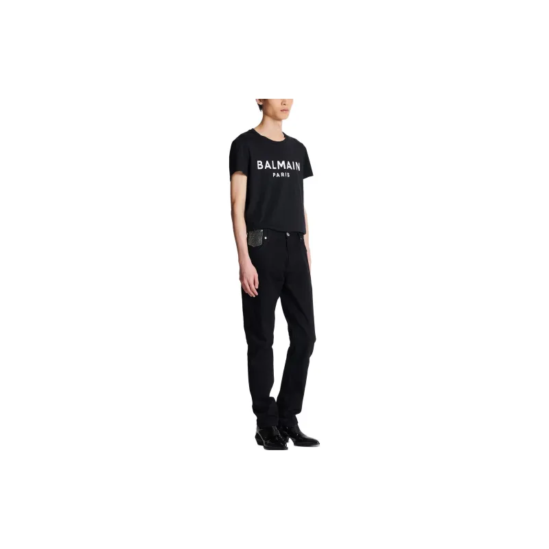 BALMAIN Embellished Straight Leg Jeans-4