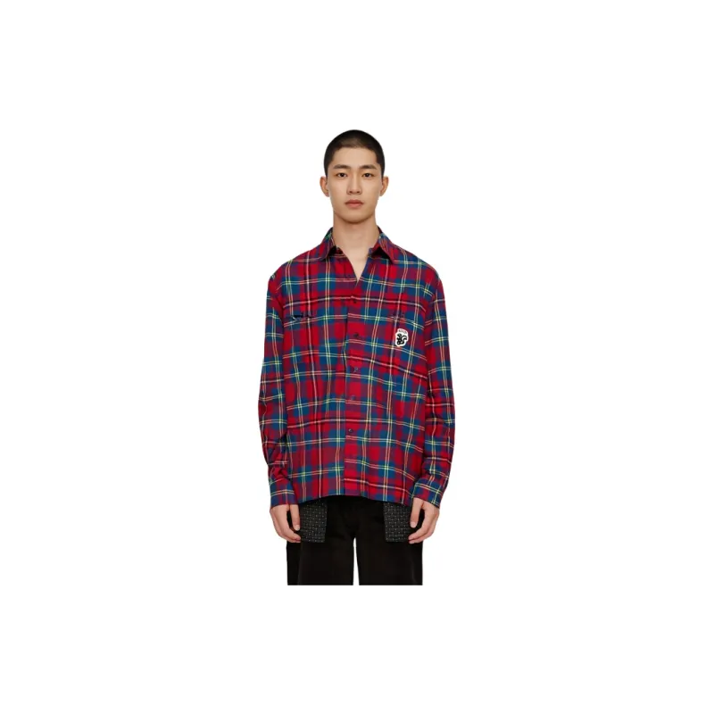 GUCCI Tartan Skunk Patch Shirt-2