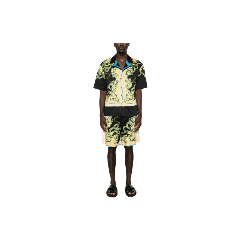 Roberto Cavalli Lemon And Snake print Bowling Shirt-1
