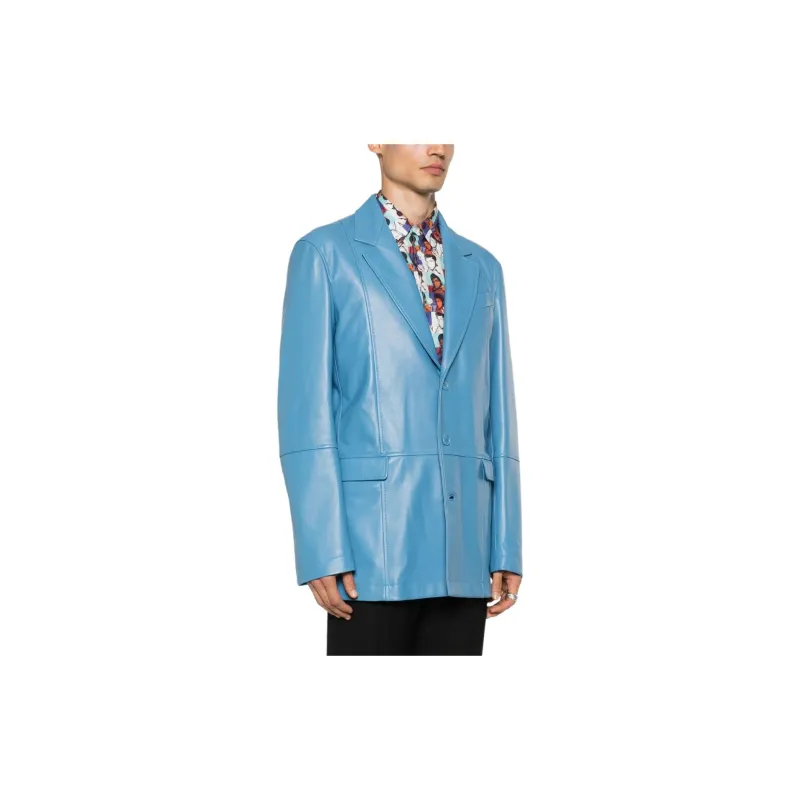 MOSCHINO Single breasted Leather Blazer-3