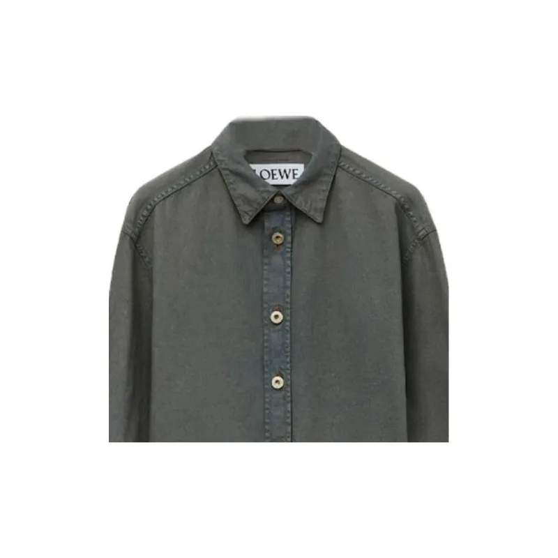 LOEWE Logo-Embroidered Denim Shirt-4