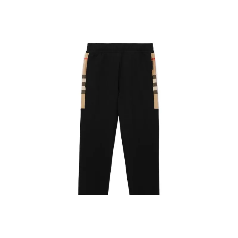 Burberry Milo Cotton Blend Check Panel Sweatpants-6