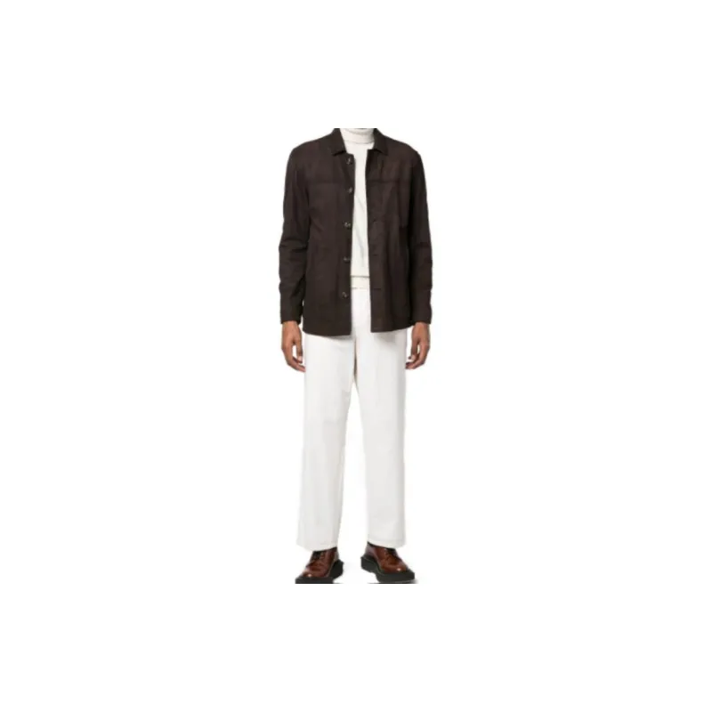 BARBA Leather Button-up Jacket-1