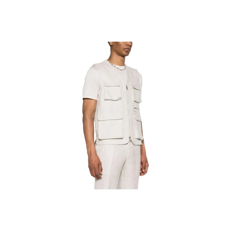 Eleventy V neck Linen Vest-3