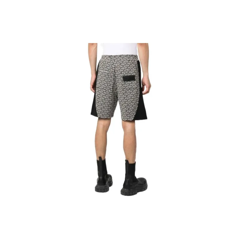 BALMAIN All-Over Monogram-Printed Drawstring Shorts-2