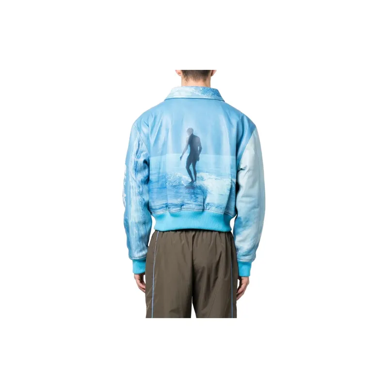ERL Printed Leather Bomber Jacket-2