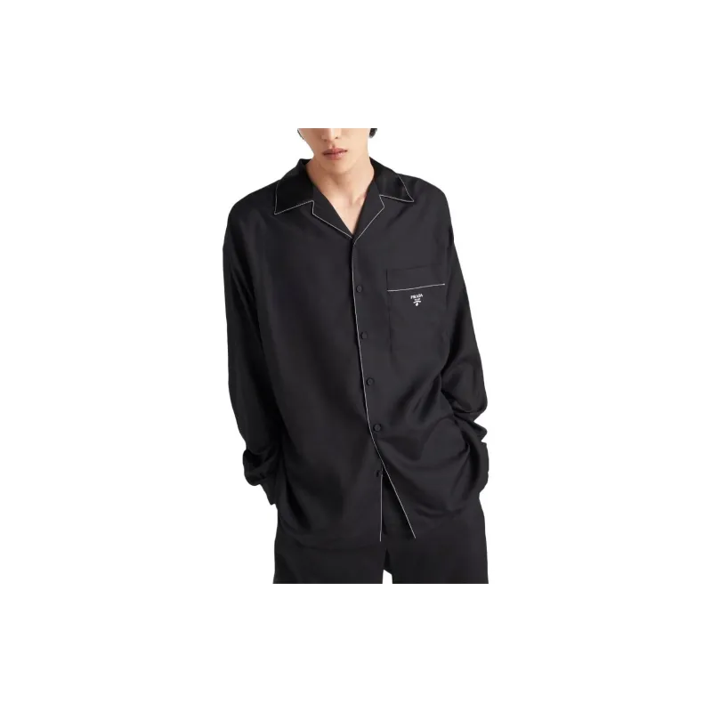PRADA Contrasting Trim Button Up Shirt-1
