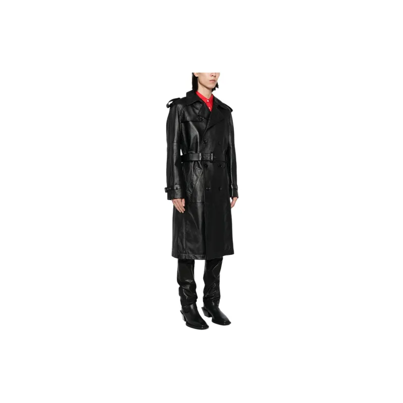 MOSCHINO Belted Leather Trench Coat-3