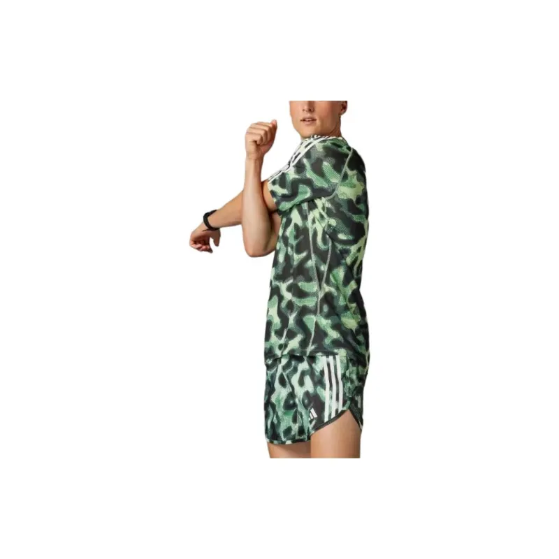 Adidas Own The Run 3-Stripes Allover Print Shorts Casual Shorts Men's Green-3