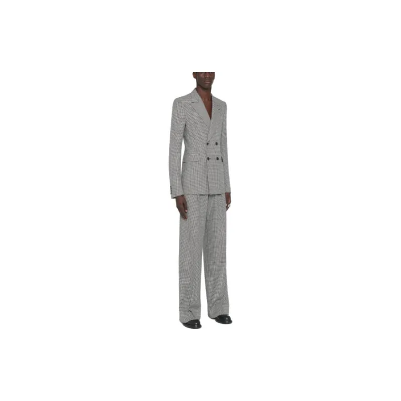 Alexander McQueen Houndstooth Printed Double Breasted Tailored Blazer-3