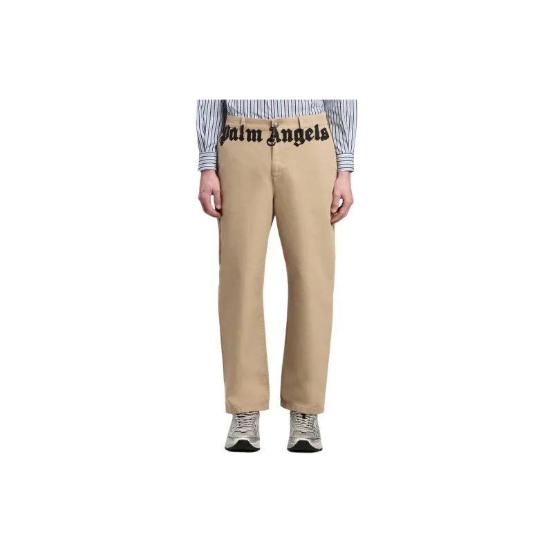 PALM ANGELS Logo Printed Straight Leg Chino Pants-2
