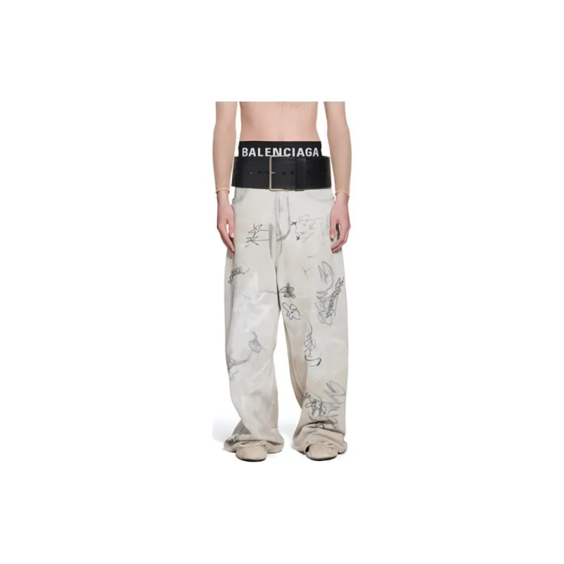 Balenciaga SS23 Jeans Loose Fit Style Unisex Light Gray-5