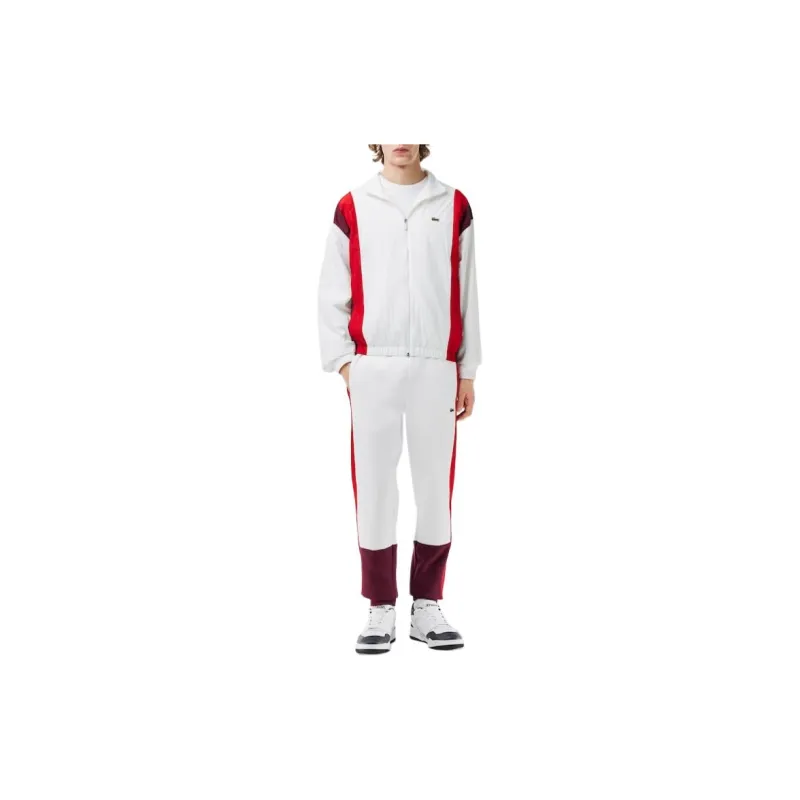 LACOSTE Knitted Sports Pants Men's White Red-1