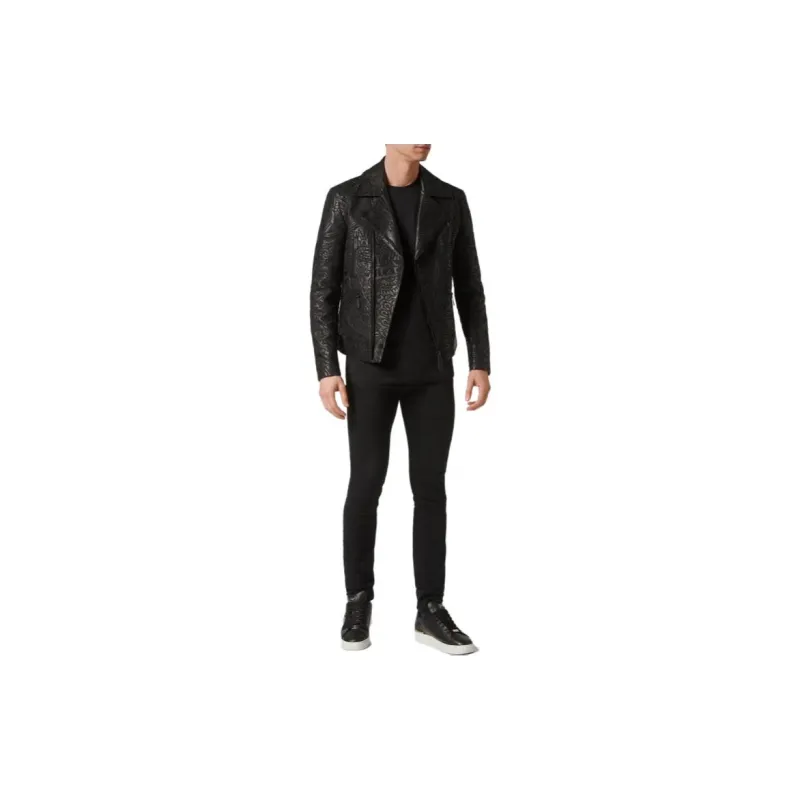 PHILIPP PLEIN Paisley print Leather Biker Jacket-1