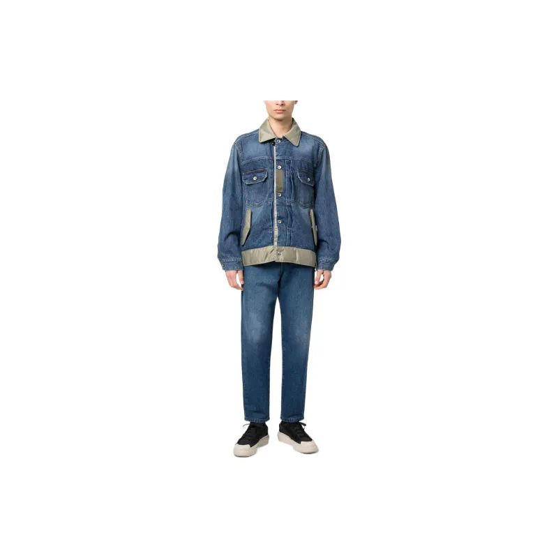 Sacai Collared Button Up Denim Jacket-1