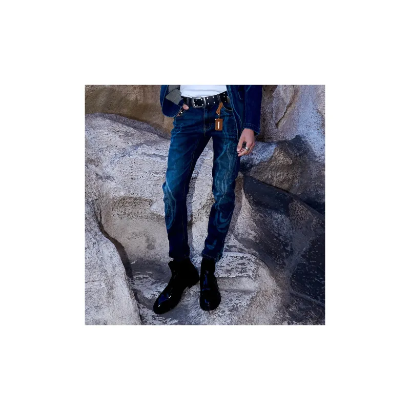 DAVID NAMAN FW22 Slim Fit Pants Jeans Men's Denim Blue-4