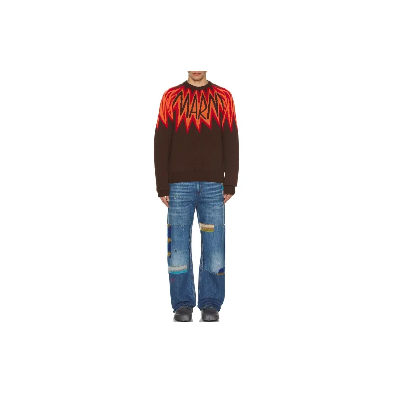 MARNI Fire Island Logo Roundneck Sweater-2