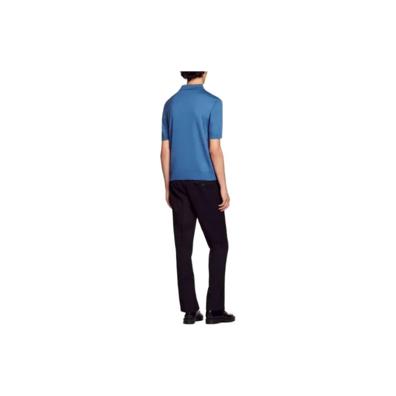 Sandro Mavi Polo Yaka T-shirt Polo Shirt Men's Blue-3