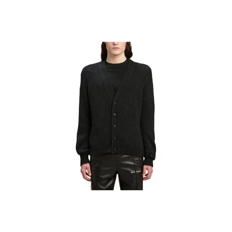 PALM ANGELS Logo Intarsia V Neck Cardigan-1