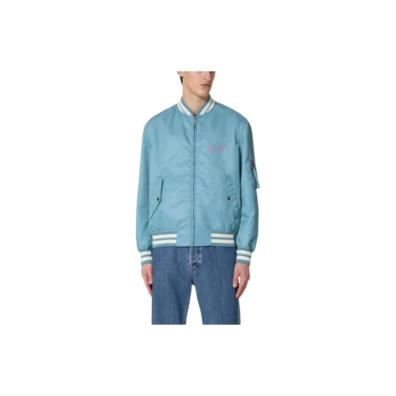 Valentino Logo Embroidered Zip Up Bomber Jacket-1