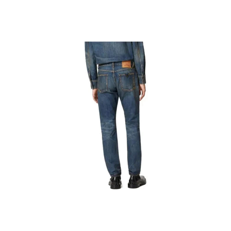 Valentino Logo Patch Mid Rise Jeans-3