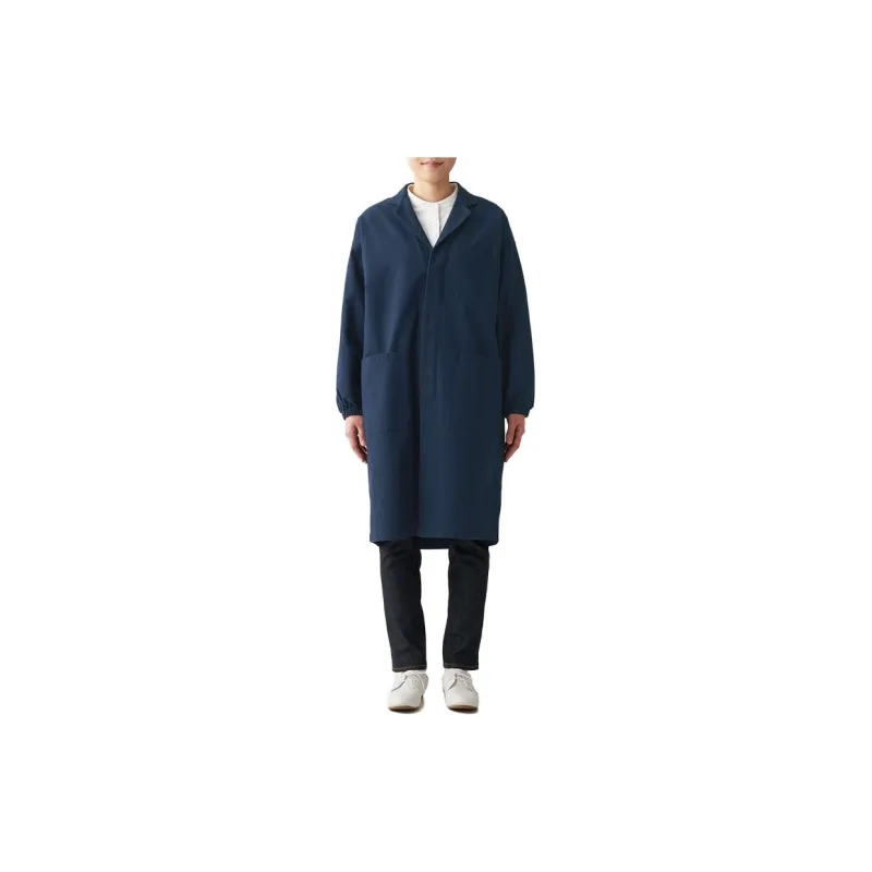 MUJI Coats Unisex Navy Blue-2