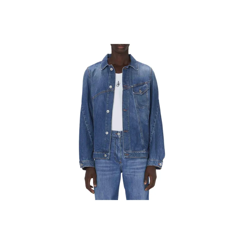 JW Anderson Logo Embroidered Twisted Denim Jacket-1