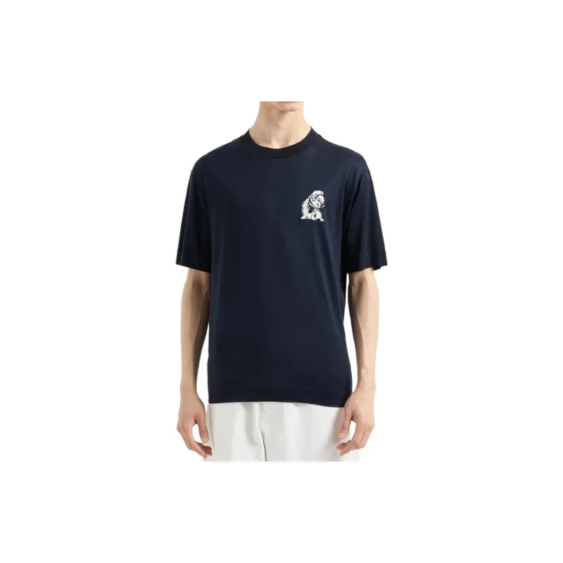 EMPORIO ARMANI Lyocell Blend jersey T shirt With French Bulldog Embroidery-2