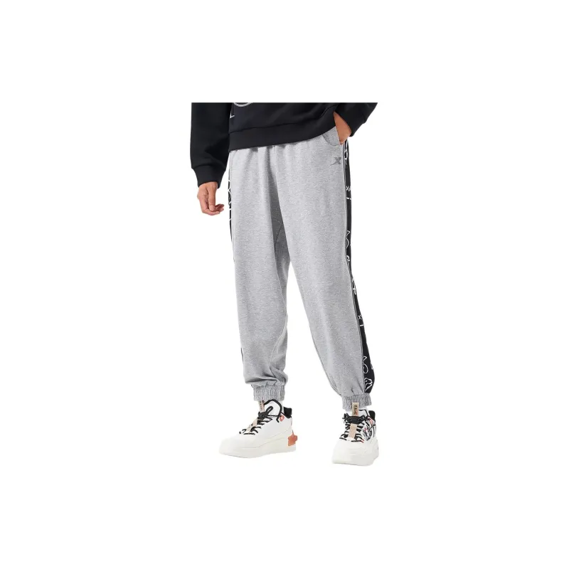 XTEP Knitted Sports Pants Men's Light Heather Gray-3