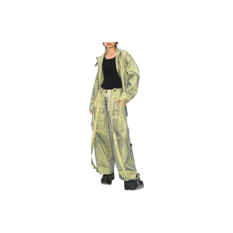 FRIED RICE Casual Pants Unisex Green-5