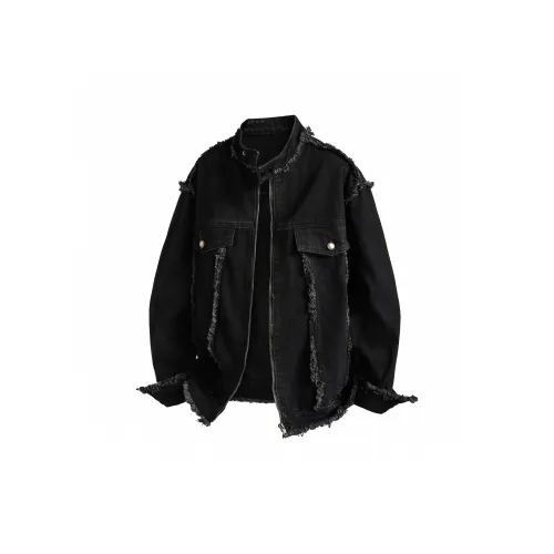 HUANQIU Denim Jackets Unisex Black