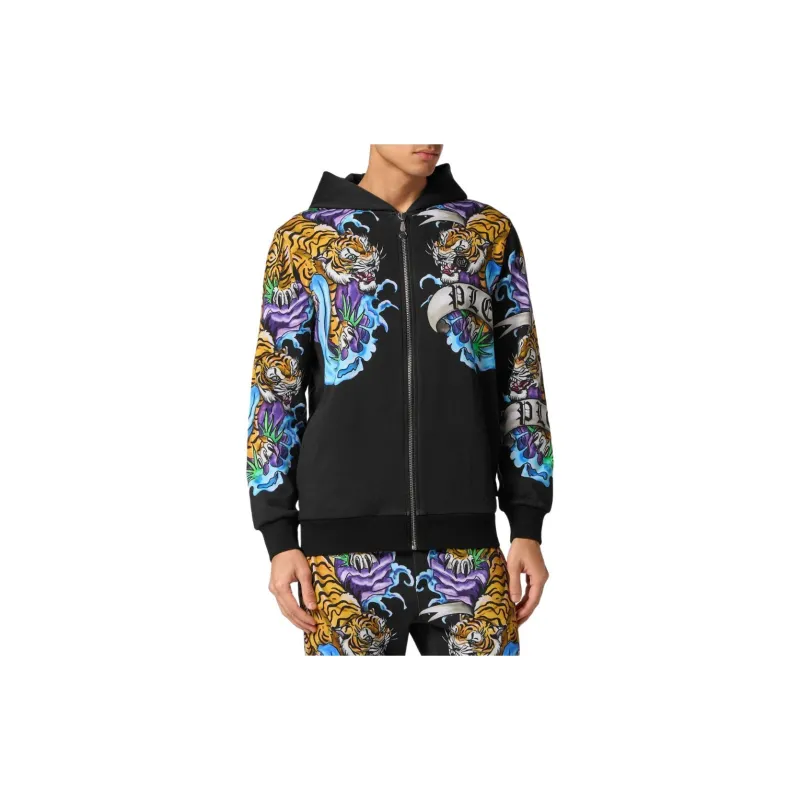 PHILIPP PLEIN Tattoo print Zip up Hoodie-1
