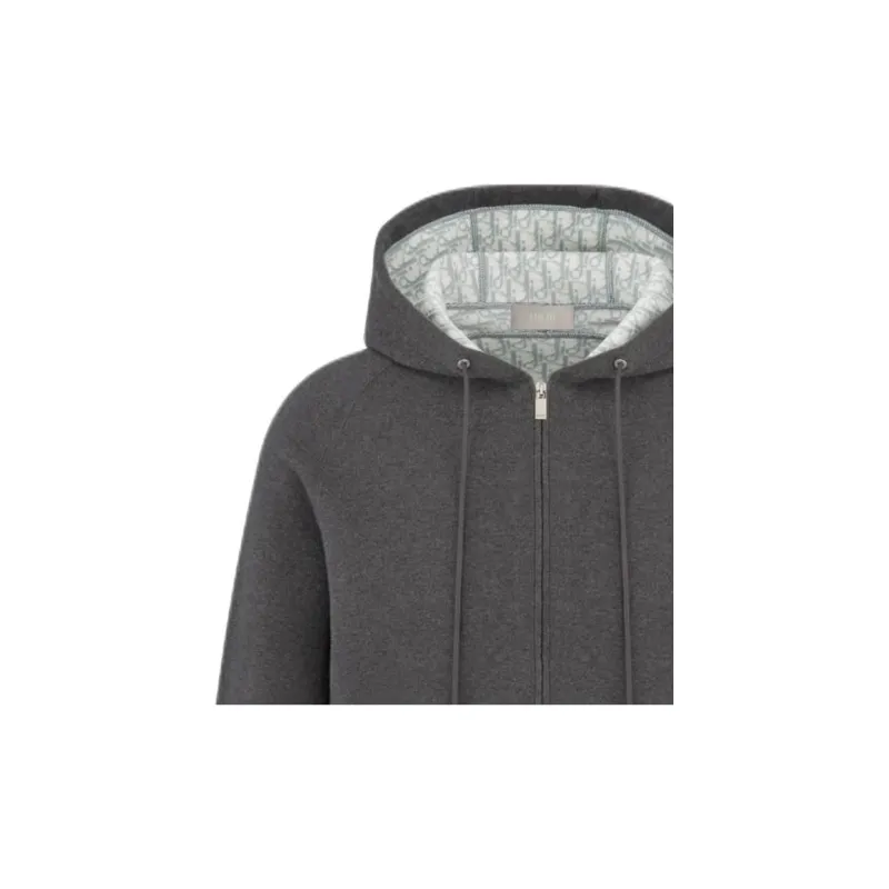 DIOR Logo Embroidered ZIp Up Hoodie-3