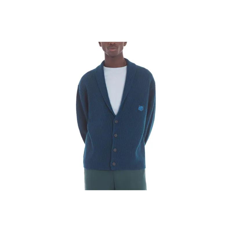 Maison Kitsune Bold Fox Head-appliqué Ribbed Cardigan-2
