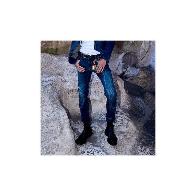DAVID NAMAN FW22 Slim Fit Pants Jeans Men's Denim Blue-2
