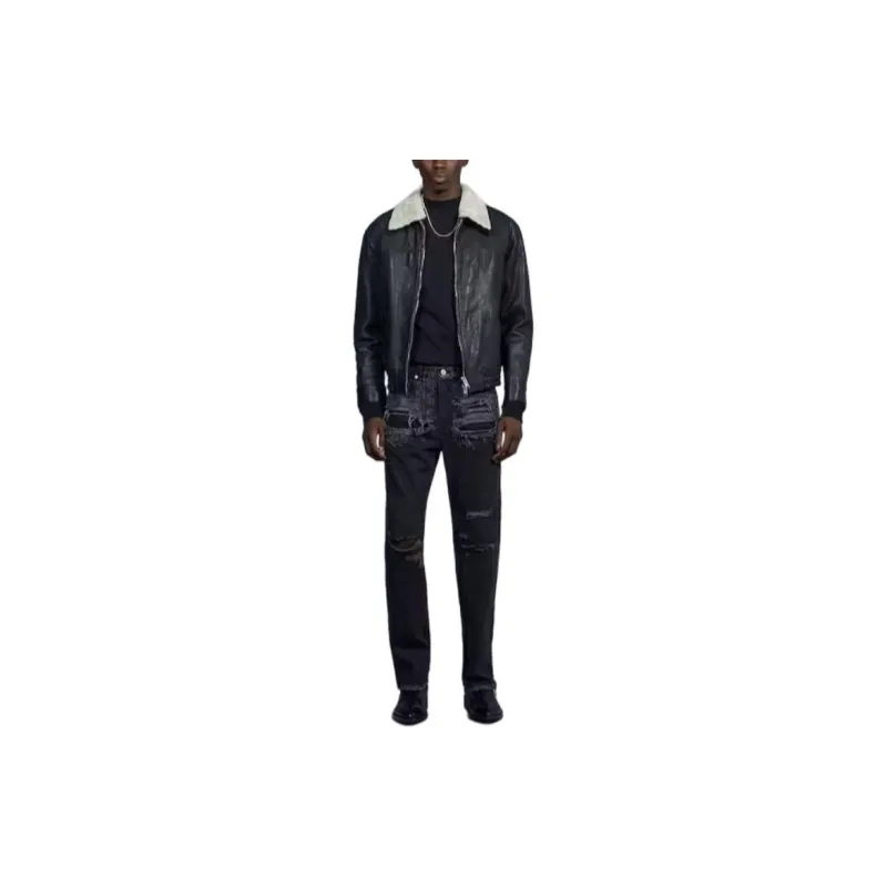 FRAME SS24 Leather Jacket Men's Black-2