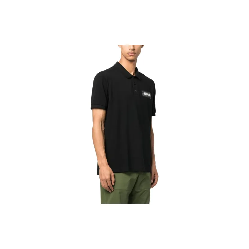 MOSCHINO Logo Patch Straight Hem Polo Shirt-3