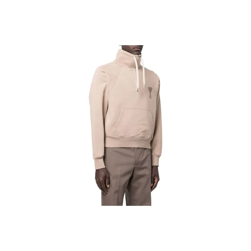 AMIPARIS SS22 Ami De Coeur Half-zip Hoodie Beige-1