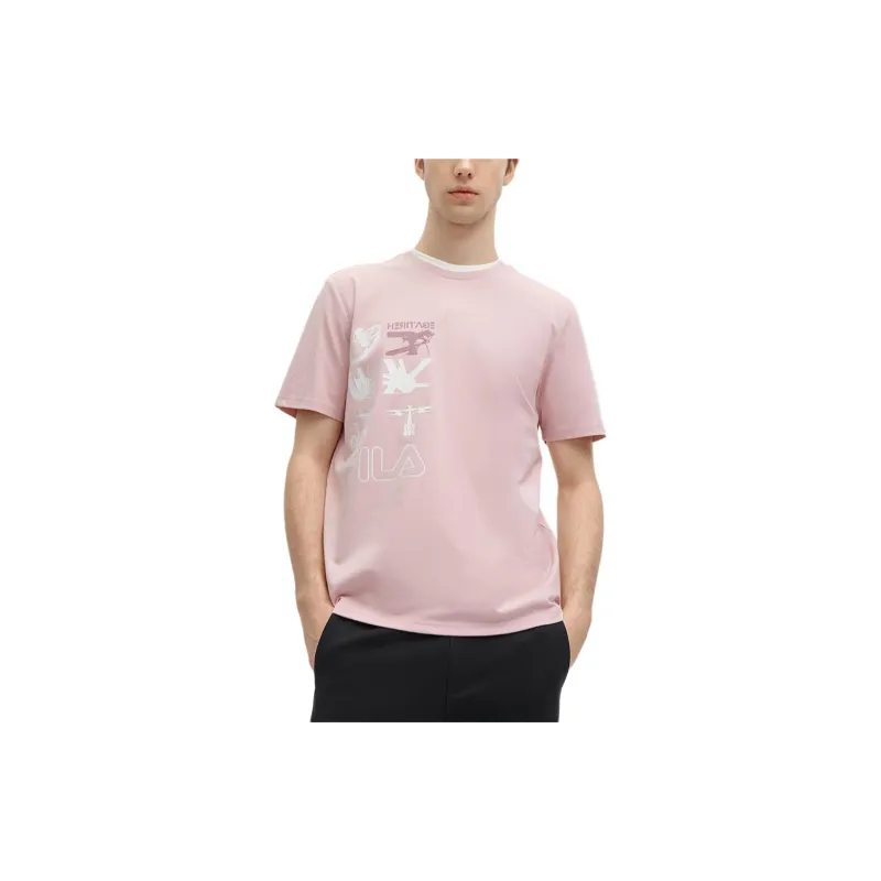FILA T Shirt Men's Light Purple Red-3